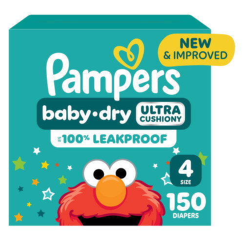 Pampers Baby Dry Pampers Baby Dry Diapers, Size 4, 22-37 lbs, 150 Count, Absorbent Disposable Diapers