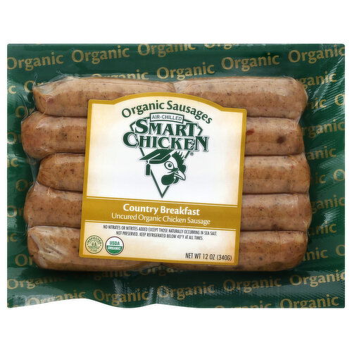 Smart Chicken Chicken Sausages, Organic, Country Breakfast, Uncured