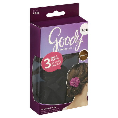 Goody Simple Styles Downtown Bun Kit, Brunette, 3 Pieces