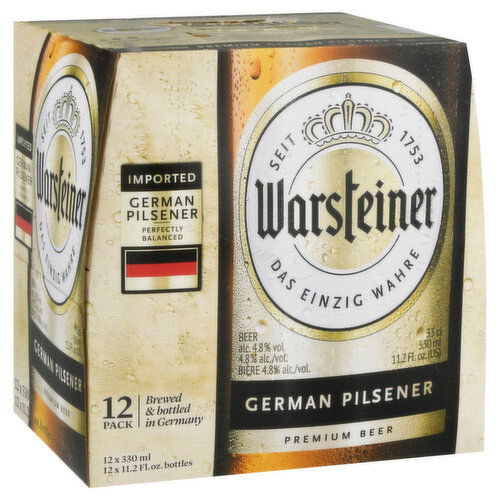 Warsteiner Beer, Premium, German Pilsener, 12 Pack