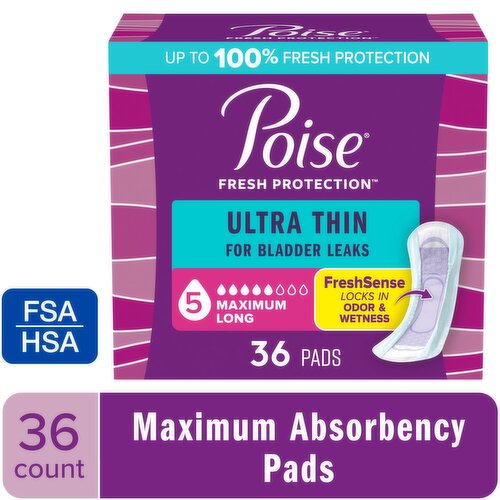 Poise Fresh Protection Long Maximum Ultra Thin Pads