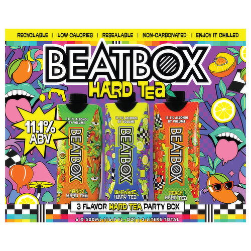 Beatbox Hard Tea, Mango, Lemonade, Peach, Party Box