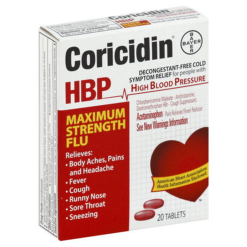 Coricidin HBP Flu, Maximum Strength, Tablets