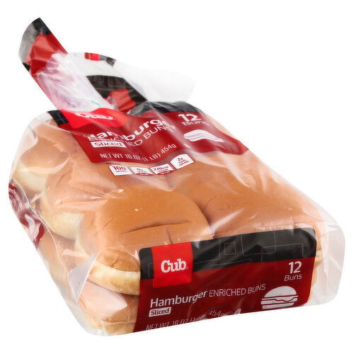 Cub Buns, Hamburger, Enriched, Sliced