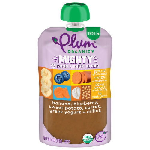 Plum Organics Mighty 4 Food Group Blend Banana, Blueberry, Sweet Potato, Carrot, Greek Yogurt + Millet