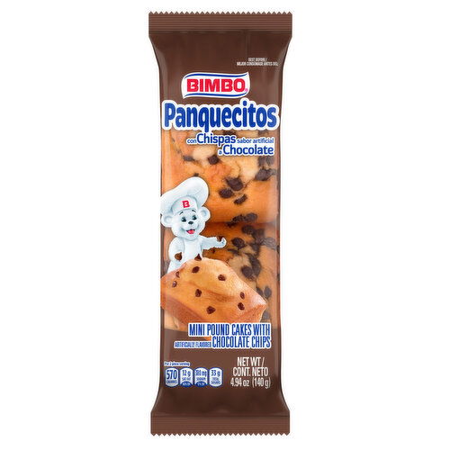 Bimbo Chocolate Chip Mini Pound Cakes, Twin Pack, 2  count, 4.94 oz