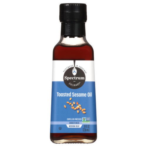 Spectrum Culinary Sesame Oil, Toasted, Medium Heat, Unrefined