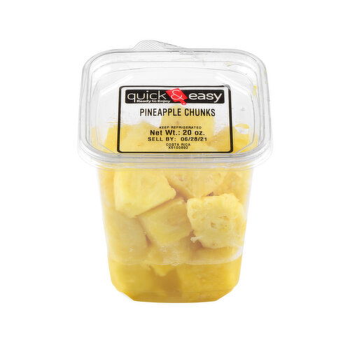 Quick and Easy Pineapple Chunks, Fresh Cut, 20 Ounce