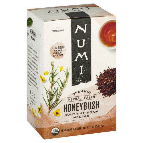 Numi Tea, Organic, Honeybush, Tea Bags