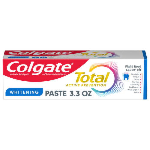 Colgate Total Active Prevention Whitening Toothpaste, Mint