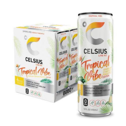 CELSIUS Sparkling Tropical Vibe, Essential Energy Drink