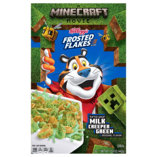 Frosted Flakes Minecraft Movie Milk Creeper Green Original Flavor Cereal
