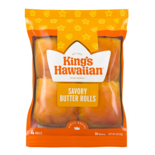 King's Hawaiian Savory Butter Rolls, 4 Count