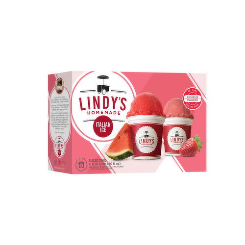 Lindy's Italian Ice Classic Combo, Watermelon & Strawberry