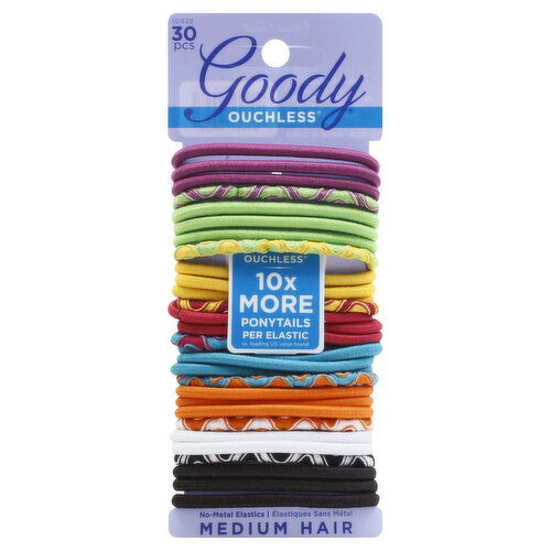 Goody Ouchless Elastics, No-Metal, Medium Hair