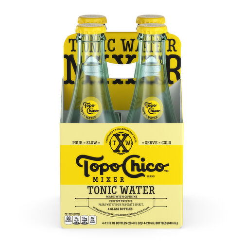 Topo Chico Mixer Tonic Water Glass Bottles, 7.1 fl oz, 4 Pack