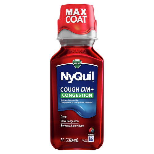 Vicks Cough Vicks NyQuil Cough DM+ Congestion, Liquid Medicine, 8 Oz