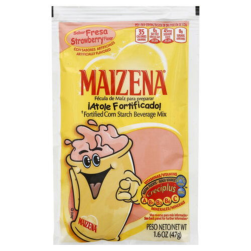 Maizena Beverage Mix, Fortified Corn Starch, Strawberry Flavor