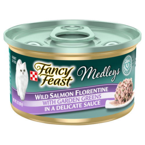 Fancy Feast Medleys Wet Cat Food, Medleys Wild Salmon Florentine With Garden Greens in Delicate Sauce