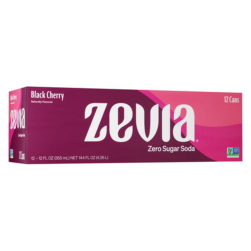 Zevia Soda, Zero Sugar, Black Cherry