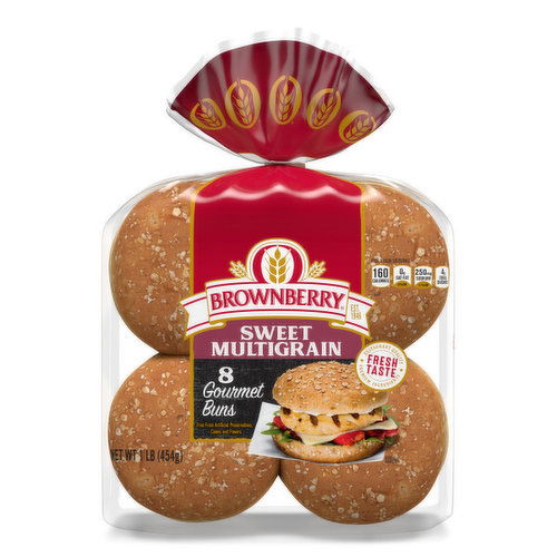 Brownberry Brownberry Sweet Multigrain Gourmet Hamburger Buns, 8 count, 16 oz