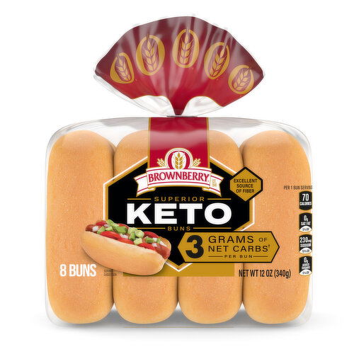 Brownberry Keto White Buns, 8 count, 12 oz
