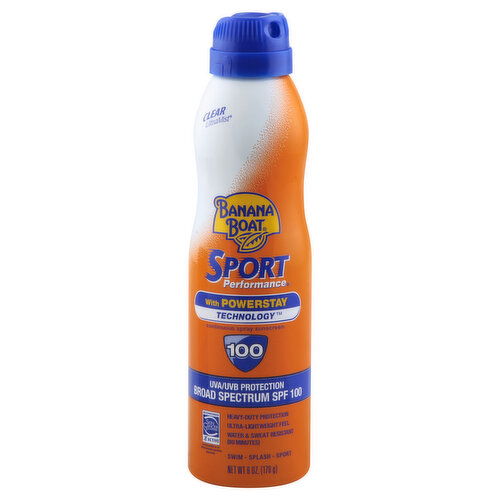 Banana Boat Sport Performance Sunscreen, Continuous Spray, Clear UltraMist, Broad Spectrum SPF 100