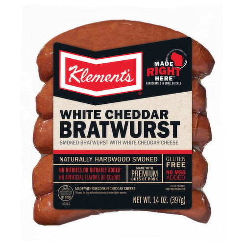 Klements Smoked Bratwurst, White Cheddar