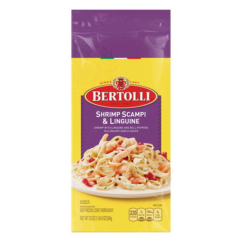 Bertolli Shrimp Scampi & Linguine with Bell Peppers and Creamy Garlic Sauce Frozen Meal