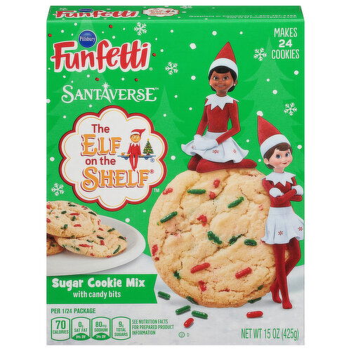 Pillsbury Funfetti Sugar Cookie Mix, with Candy Bits, Santaverse, The Elf on the Shelf