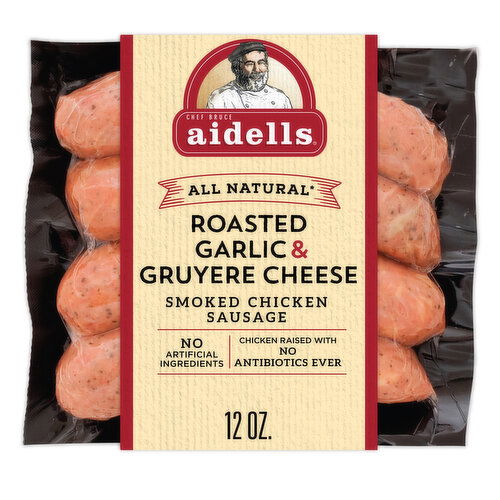 Aidells Smoked Chicken Sausage, Roasted Garlic & Gruyere Cheese (4 Fully Cooked Links)