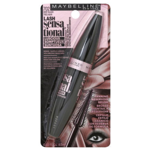 maybelline Lash Sensational Mascara, Washable, Very Black 702