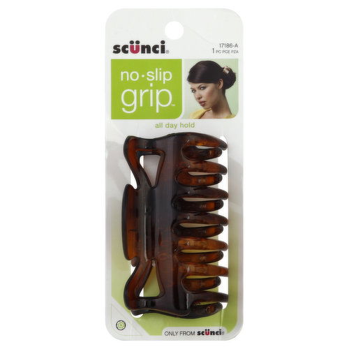 Scunci No-Slip Grip Jaw Clip, Brown