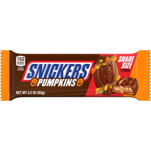 Snickers SNICKERS Pumpkins Chocolate Halloween Candy Bars, Share Size, 2.2 Oz  Pack