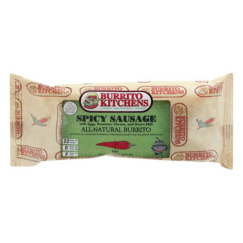 Burrito Kitchens Burrito, Spicy Sausage, Medium