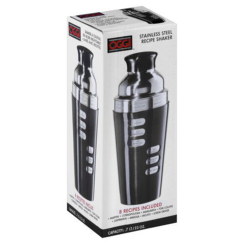 Oggi Recipe Shaker, Stainless Steel, 23 oz