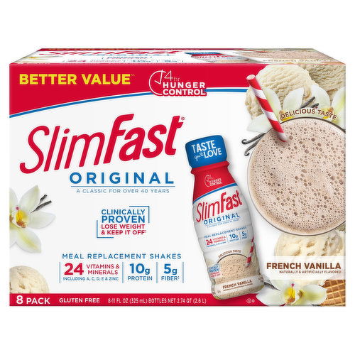 SlimFast Original Meal Replacement Shake, French Vanilla, 8 Pack