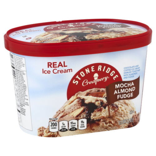 Stoneridge Creamery Ice Cream, Real, Mocha Almond Fudge