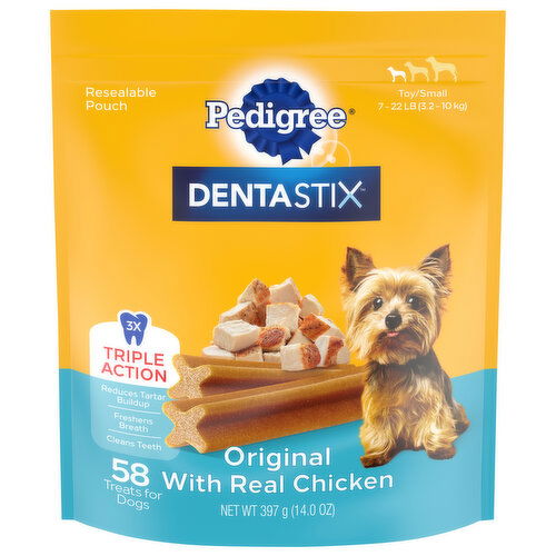 Pedigree Dentastix Treats for Dogs, Original with Real Chicken, Toy/Small