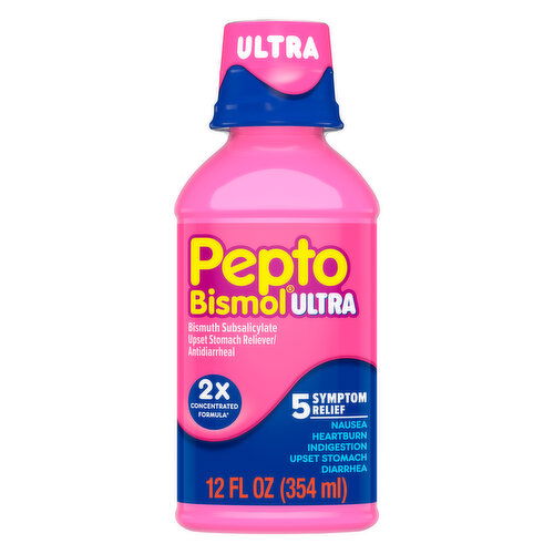 Pepto-Bismol Multi-Symptom Pepto Bismol Ultra Liquid, Upset Stomach & Diarrhea Relief, Over-the-Counter Medicine, 12 Oz