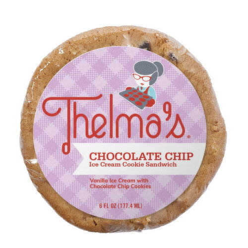 Thelma's 6 oz. Ice Cream Sandwich Thelma's Chocolate Chip with Vanilla Ice Cream Sandwich 6 Fluid Ounce