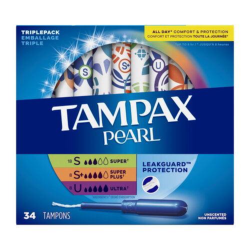 Tampax Pearl Tampax Pearl Tampons Trio Multipack, S/SP+/U 34 Ct