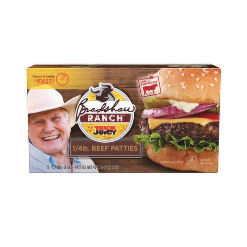 Bradshaw Ranch Beef Patties, 1/4 Pound, Thick N Juicy