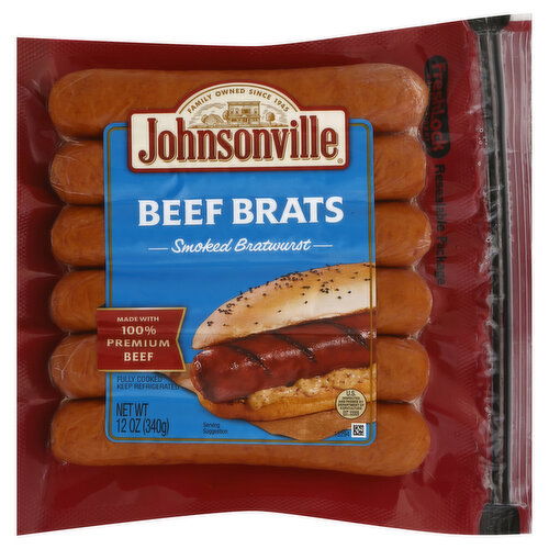 Johnsonville Bratwurst, Beef Brats, Smoked