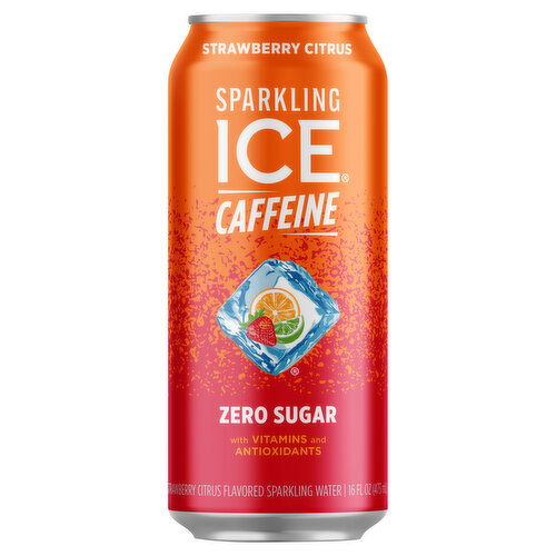 Sparkling Ice +Caffeine Sparkling Water, Zero Sugar, Strawberry Citrus