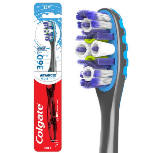 Colgate 360 Advanced Adult Manual Floss-Tip Bristles Toothbrush