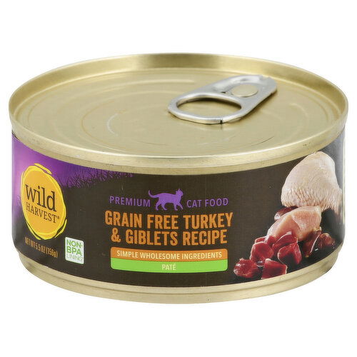 Wild Harvest Cat Food, Premium, Pate, Grain Free, Turkey & Giblets Recipe